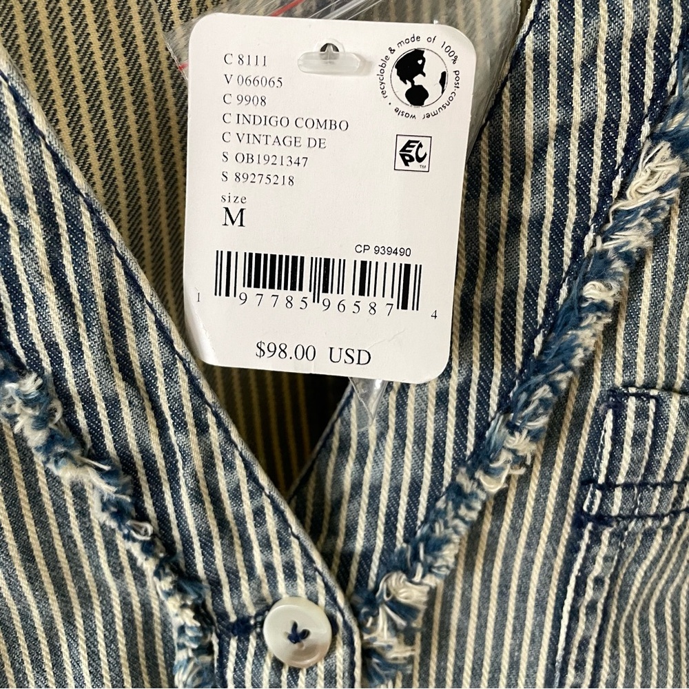 NWT Free People We the Free South Side Tank in Indigo Railroad Stripe - M - Picture 8 of 9